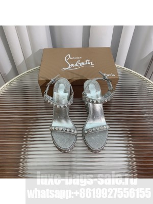 Christian Madmonica Espadrilles Sandals 12cm in Silver Glitter and Spikes