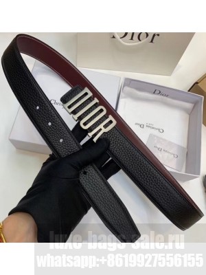 Dior Black Leather Belt 38MM Width Silver DIOR Buckle 2018