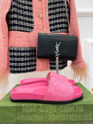 Gucci Women's Lambskin Slide sandal Pink