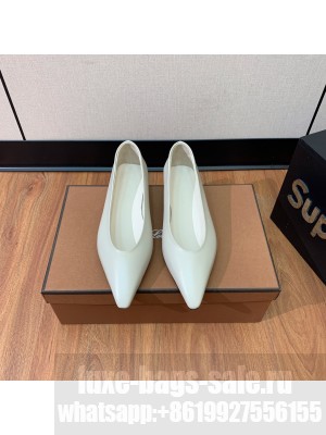 Loro Piana Rebecca Ballerinas Calfskin White