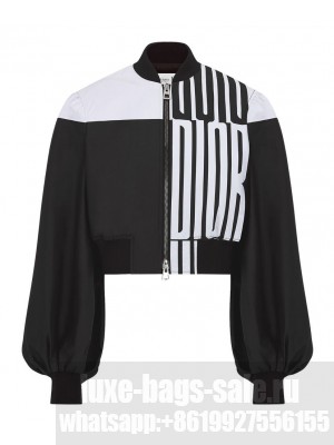 Christian Dior Women's Bomber Corta Con Mangas Obispo Black