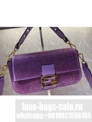 Fendi Baguette crystals and leather bag F0961 purple
