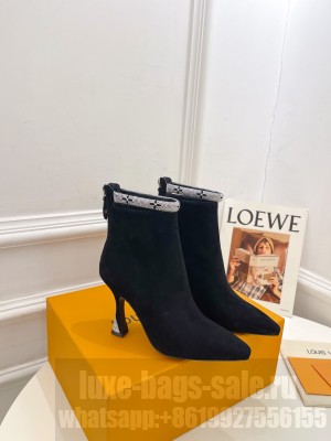 Louis Vuitton Sparkle Crystal Boots 9.5cm in Suede Black 2023