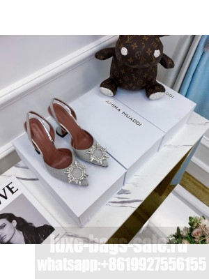 AMINA MUADDI HEEL 6.5CM BEGUM SLINGBACK PUMPS SILVER 05 2021 Collection