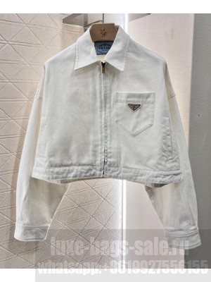 Prada Women's Denim Jacket Cream