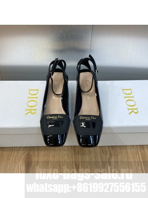 Dior Day Pumps in Patent Leather with Silver Heel 3.5cm Black 2023