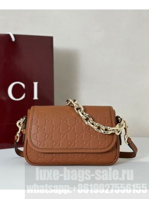 Gucci GG Emblem series small shoulder bag Coffee