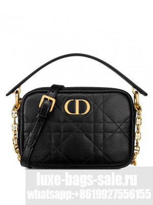 Christian Dior Small Dior Caro Top Handle Camera Bag Black