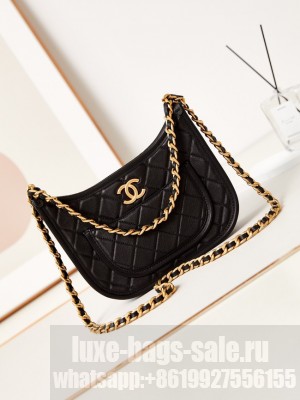 CHANEL HOBO HANDBAG Calfskin AS4666 black