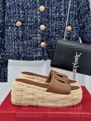 Valentino Garavani VLogo Cutout Sandals Brown