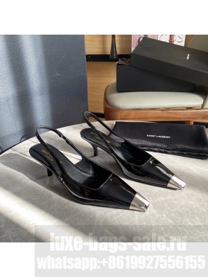 Saint Laurent Women's Blade Patent Leather 6cm Slingback Pumps Black 2022 Collection