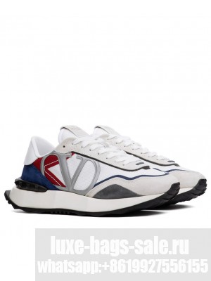 Valentino Unisex Netrunner Fabric And Suede Sneaker Cream