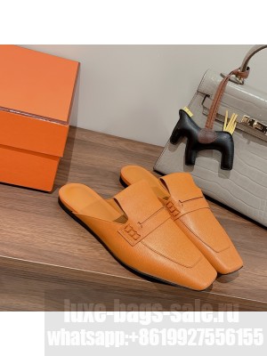 Hermes Perforated H Eloge Mules White