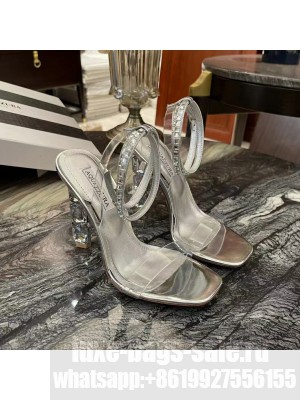 Aquazzura Aura Silk 10.5cm High Heel Sandals with Crystal Silver