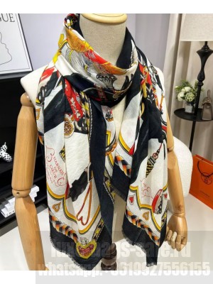 Hermes Women's Harnais De Coeur Scarf Black