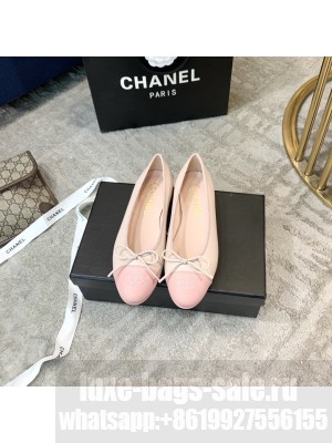 Chanel Ballerina Flats Lambskin Leather Spring/Summer 2021 Collection,Light pink