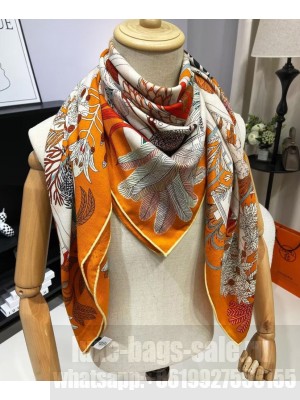 Hermes Women's Precious Paradise Scarf Orange