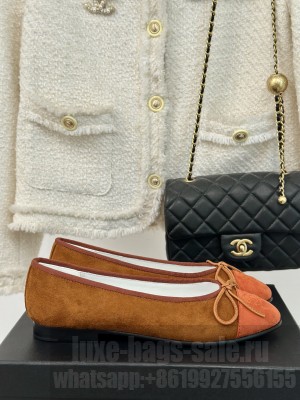 Chanel Velvet Ballet Flats Brown/Orange 2024 