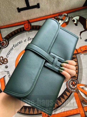 Hermes Jige Elan 29 Swift Clutch Bag dark green