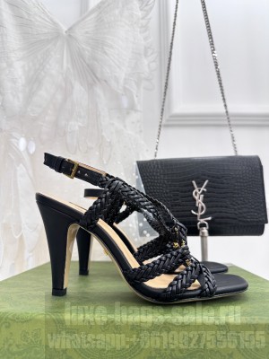 GUCCI WOMEN'S CRYSTAL INTERLOCKING G SANDAL BLACK