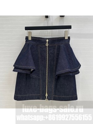 Louis Vuitton Denim Skirt with Ruffles Dark Blue 2025