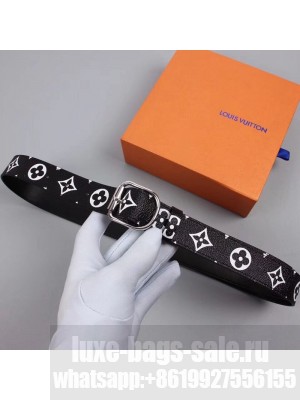 Louis Vuitton Monogram Belt 30mm with D Buckle Black/White 2019 Collection
