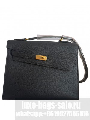 Hermes Kelly II Sellier 25 Epsom Shoulder Bag Black