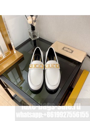 Gucci Calfskin 'GUCCI' Loafers White