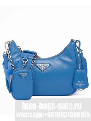 Prada Padded Nappa-leather Prada Re-Edition 2005 Shoulder Bag 1BH204 Blue