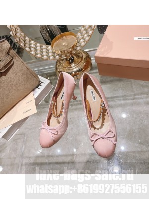Miu Miu Satin 85 mm varnished heel elasticized knit strap Pumps 10