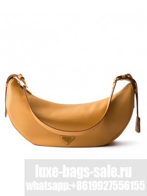Prada Demi-lune Large Leather Shoulder Bag 1BC255 Coffee
