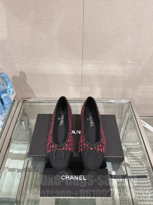 Chanel Tweed Ballerinas Flat Pink