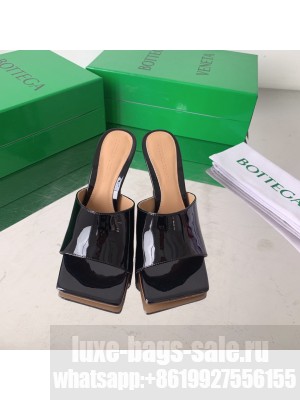Bottega Veneta Stretch Patent Leather 9cm Mule Slide Black Sandals 2022 Collection