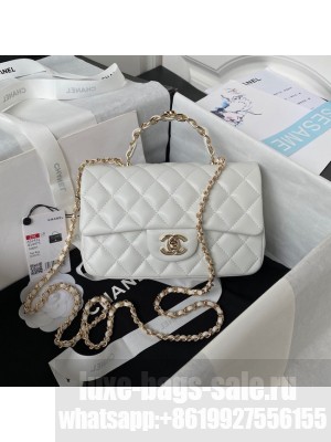 Chanel 24A mini flap bag with top handle AS2431 WHITE