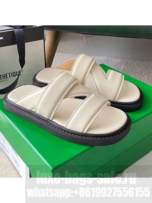 Bottega Veneta Band Cross Flat Sandals White  2021 Collection