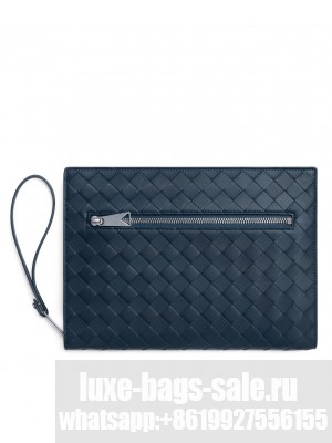 Bottega Veneta Small Intrecciato Document Case Dark Blue