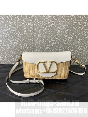 VALENTINO Small Woven Shoulder Bag 5055 white