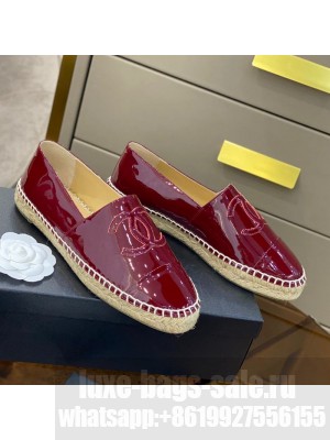 Chanel CC Patent Leather Espadrilles Burgundy Spring/Summer 2021 Collection 57