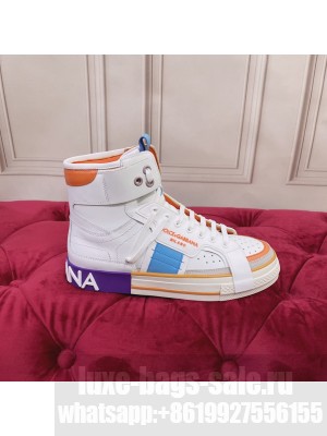 DOLCE & GABBANA UNISEX CALFSKIN 2.ZERO CUSTOM HIGH-TOP SNEAKERS WITH CONTRASTING DETAILS 2022 COLLECTION 06