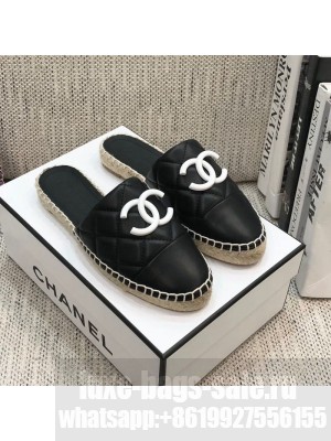 Chanel Quilted Lambskin Flat Espadrilles Black Spring/Summer 2021 Collection