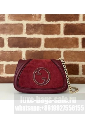 GUCCI BLONDIE SMALL SHOULDER BAG suede 815711 Rosso Ancora red