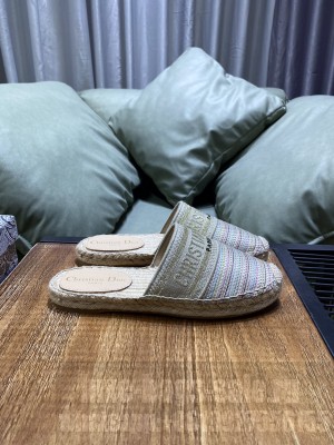 Dior Granville Espadrille Mules in Multicolor Metallic Thread Embroidered Cotton 2021 Collection 