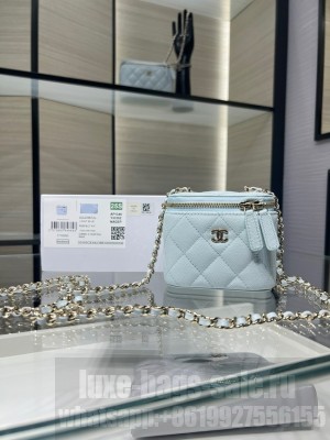 CHANEL Classic Small Vanity with Chain AP1340 blue