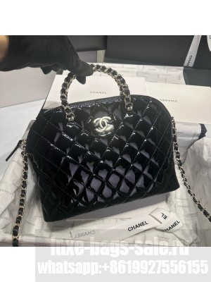 CHANEL SMALL SHOPPING BAG Patent leather AS3969 black