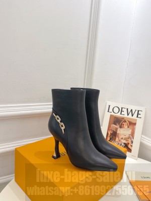 Louis Vuitton Sparkle Heel Ankle Boots 6.5cm in Leather Black 2023 