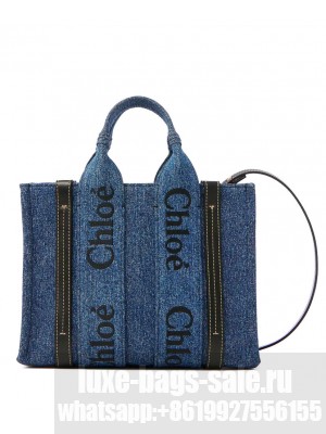 Chloe Small Woody Tote Bag Blue