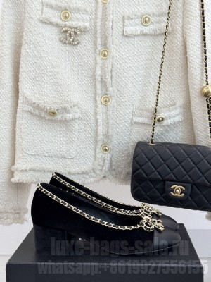 Chanel Velvet 6.5cm Pumps with Chain Bow Black 2025