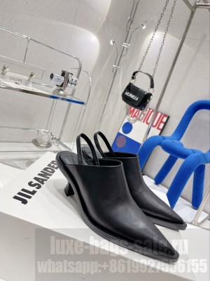 JIL SANDER 6.5cm Lambskin pointed toe Mule Black
