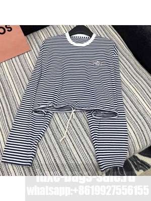 Prada Striped T-Shirt Navy Blue 2025