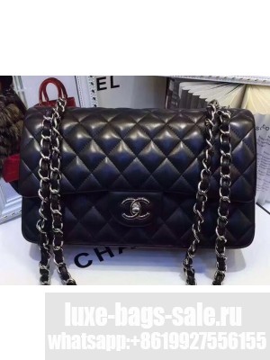 Chanel Lambskin Classic Flap 28cm Bag Black With Silver Hardware 2018